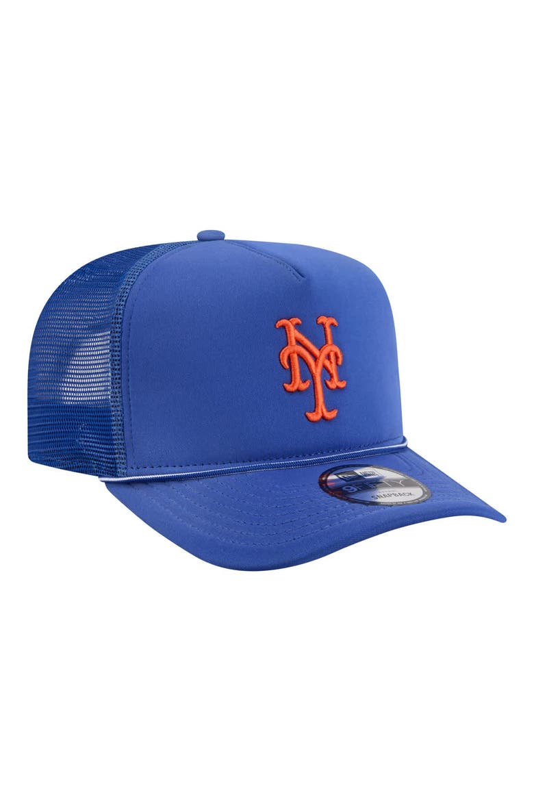 Men's New Era  Royal New York Mets Worn A-Frame 9FIFTY Trucker Snapback Hat, Alternate, color, Royal