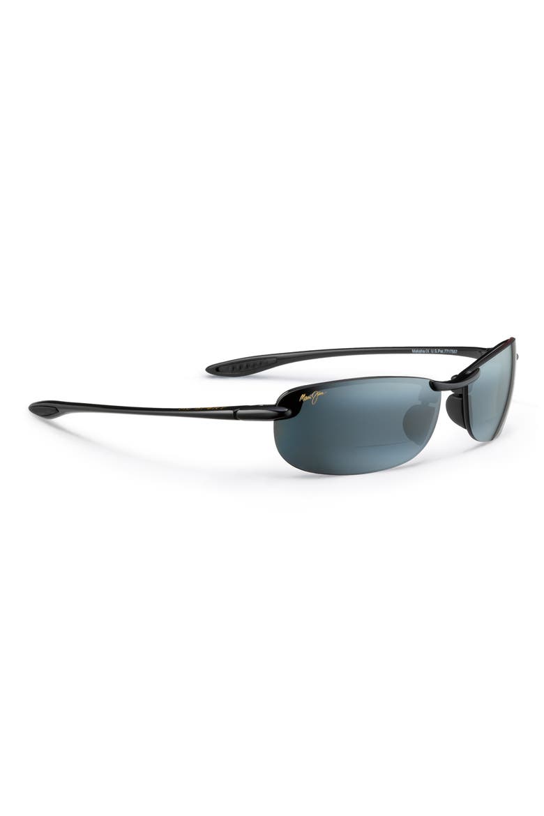 Makaha 64mm Polarized Oversize Round Sunglasses, Alternate, color, GLOSS BLACK