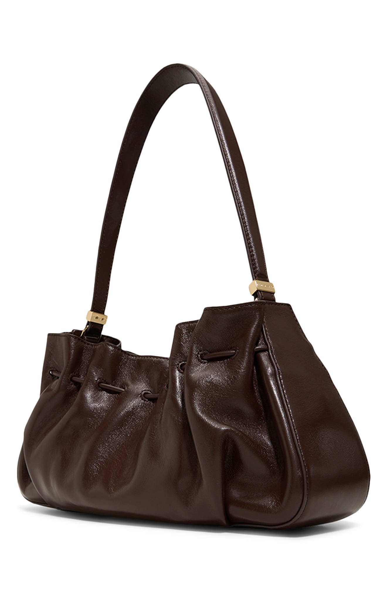 Ivy Leather Shoulder Bag, Alternate, color, DARK BROWN