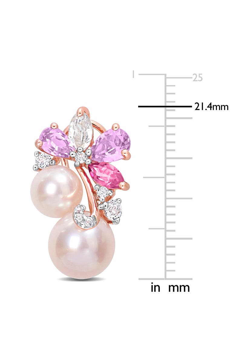 White Topaz, Pink Quartz & Cultured Pearl Earrings, Alternate, color, PINK