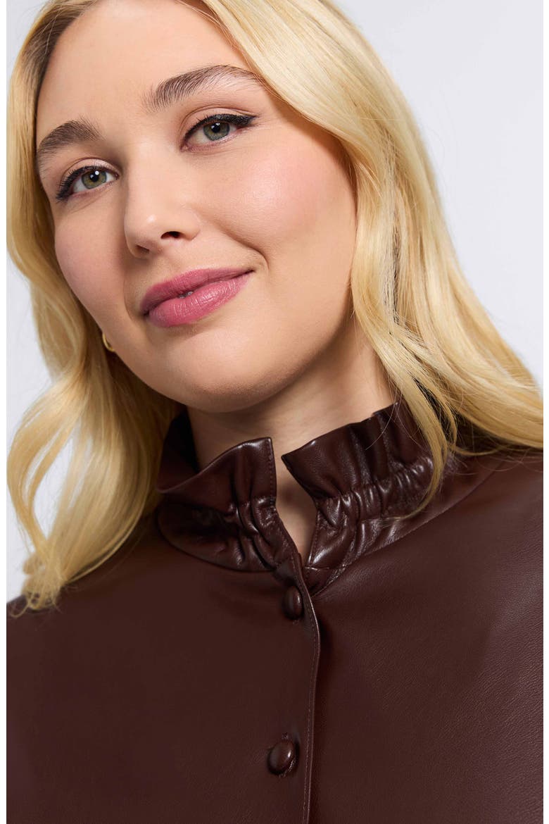Carolina Faux Leather Button-Up Shirt Jacket, Alternate, color, CHICORY COFFEE