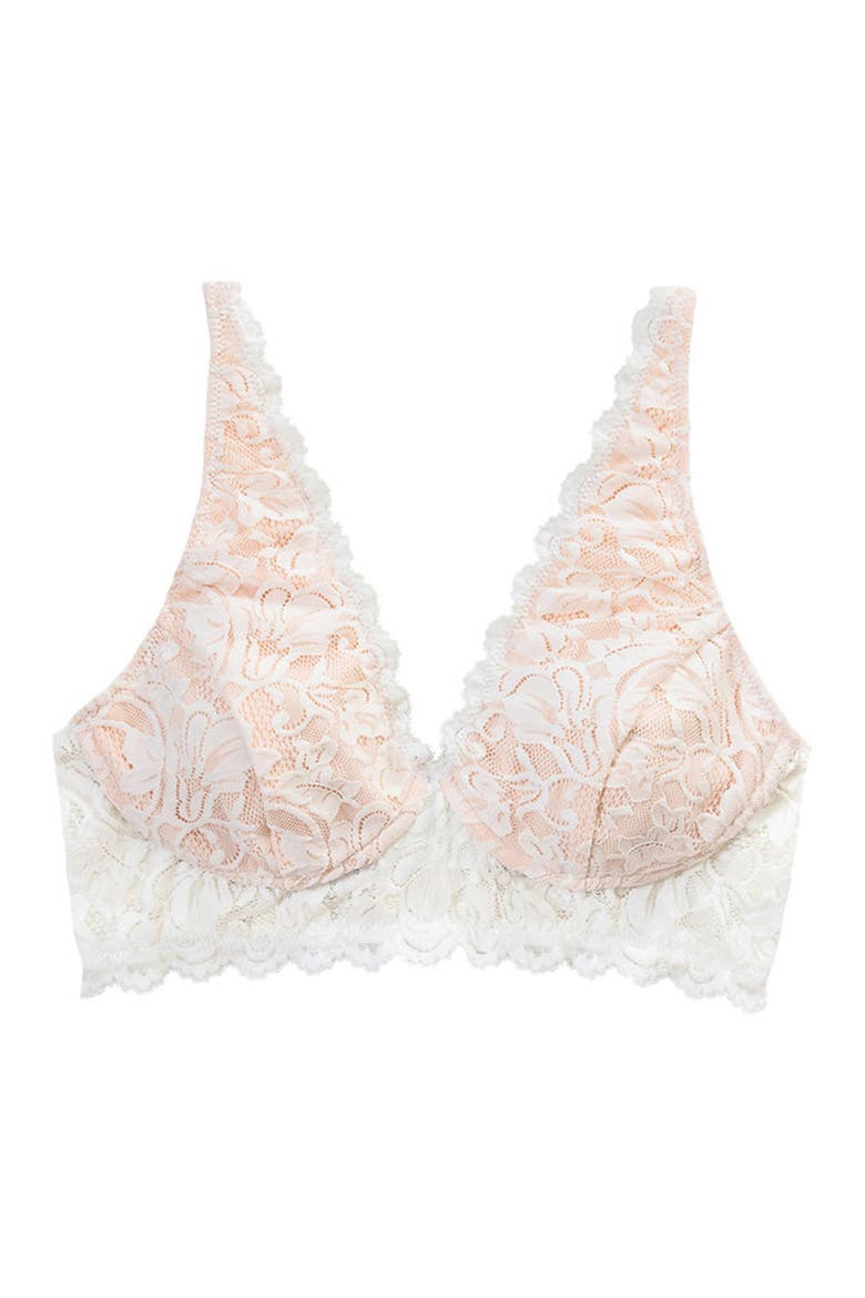 Vela Pocketed Wireless Bra, Alternate, color, WHITE/BLUSH