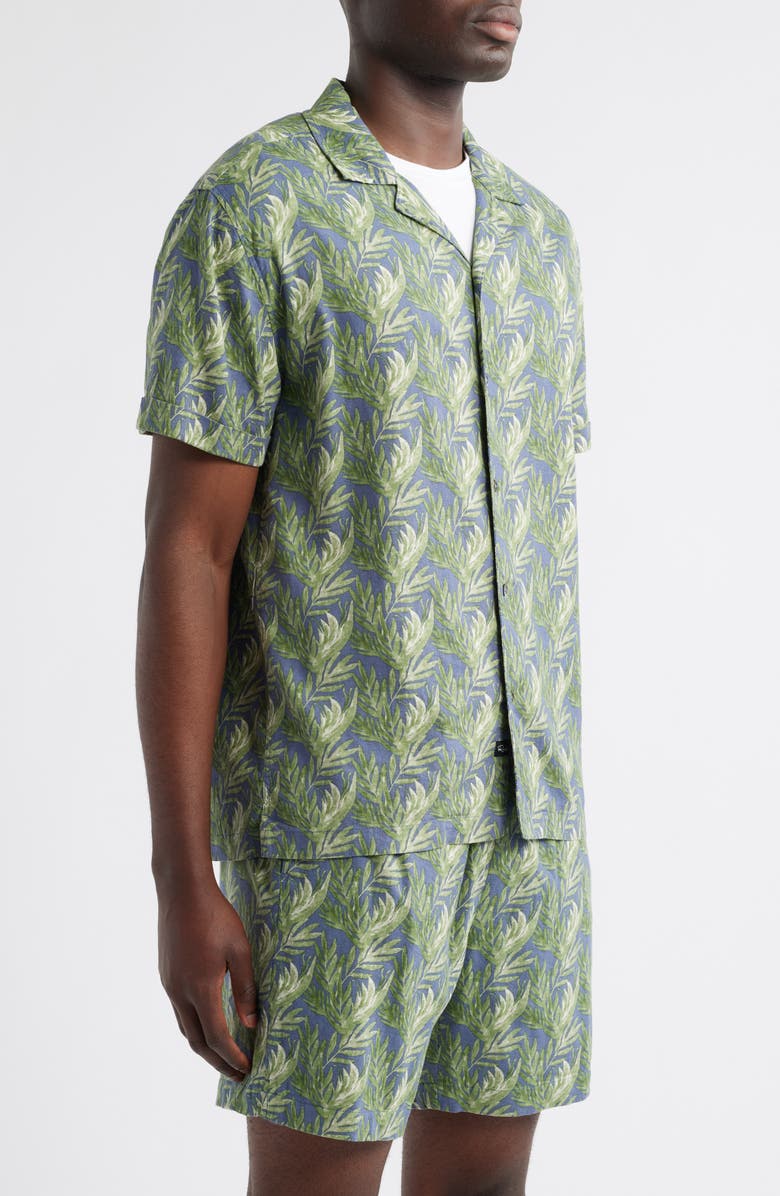 Rails Atlas Seaweed Print Linen Blend Camp Shirt, Alternate, color, Slate Seaweed