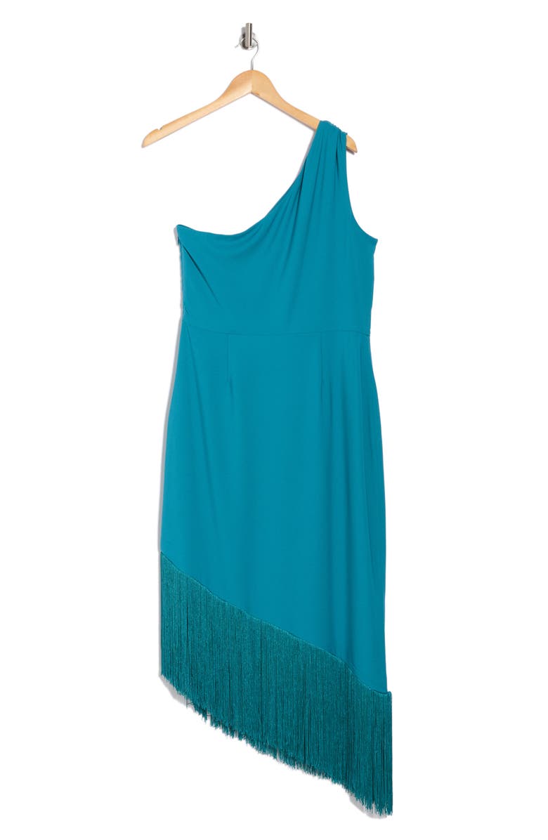 Hutch One Shoulder Fringe Hem Dress, Alternate, color, Turquoise