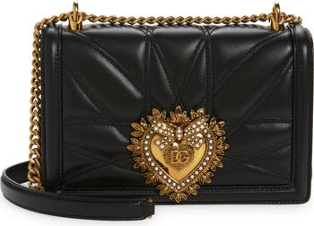 【Dolce&Gabbana】Devotion ハート レーズ チェーンバッグ Dolce&Gabbana Devotion Logo Heart Lambskin Crossbody Bag