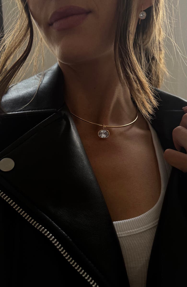 BaubleBar Lexi Crystal Collar Necklace, Alternate, color, Clear