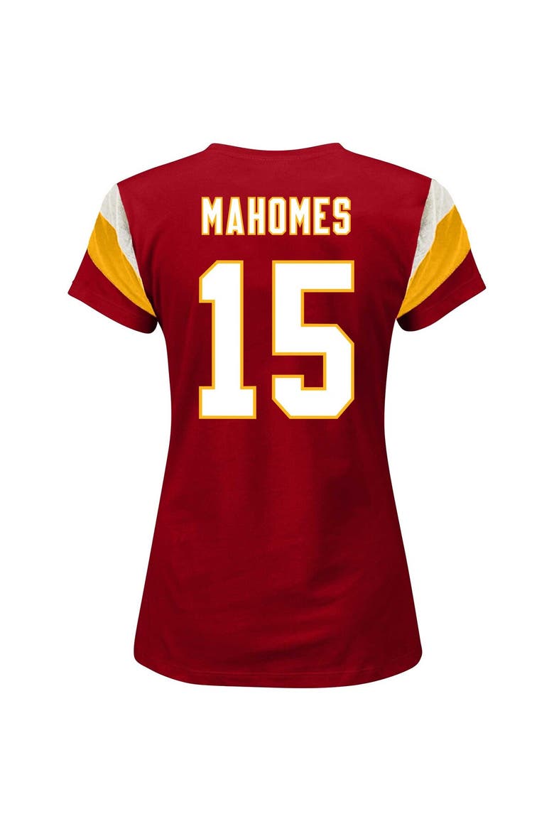 Women's Fanatics Branded Patrick Mahomes Red Kansas City Chiefs Plus Size Sleeve Stripe Name & Number T-Shirt, Alternate, color, Red