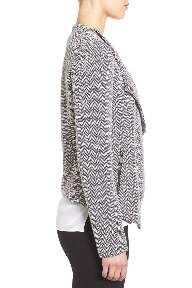 Cascade Front Jacket, Alternate, color, BLACK- IVORY CHEVRON