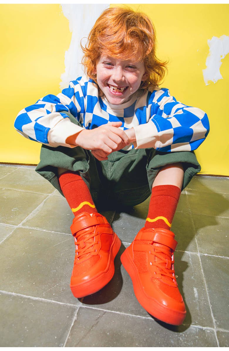 doiy Kids' Hotdog 3D Crew Socks, Alternate, color, Red/ Beige/ Yellow