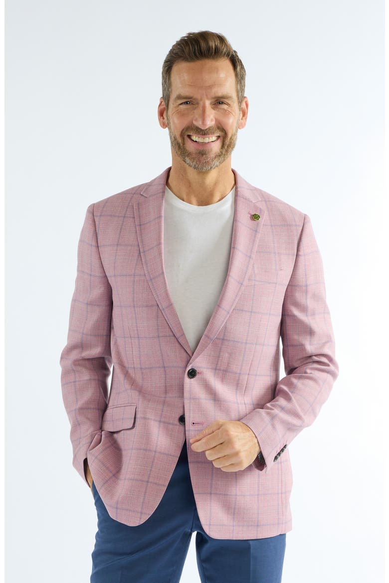 Windowpane Wool Blend Sport Coat, Alternate, color, BERRY