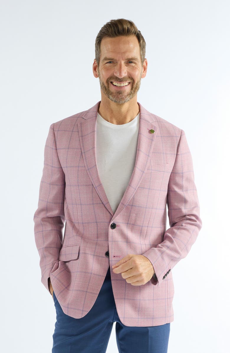 CRICKETEER Windowpane Wool Blend Sport Coat, Alternate, color, Berry