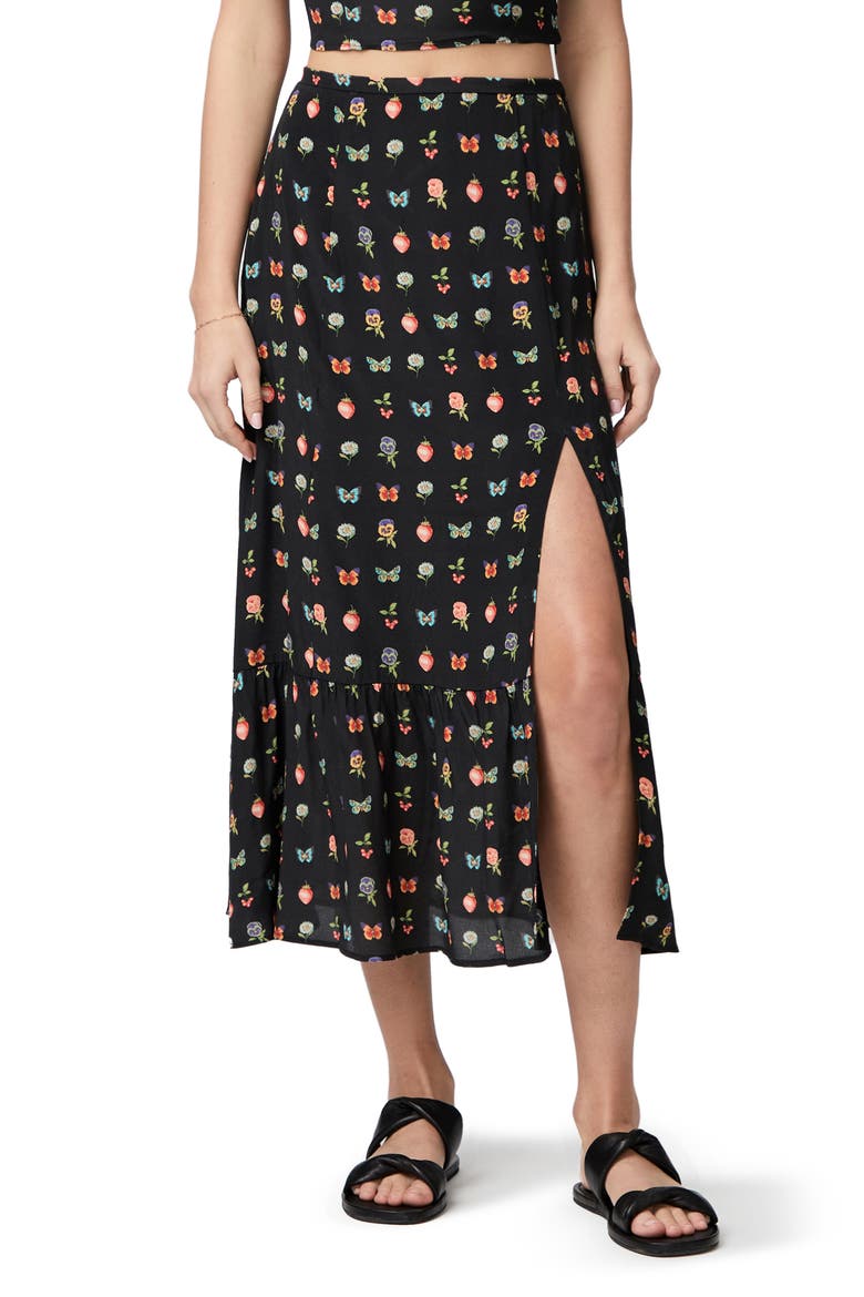 Marah Side Slit Midi Skirt, Main, color, BLACK