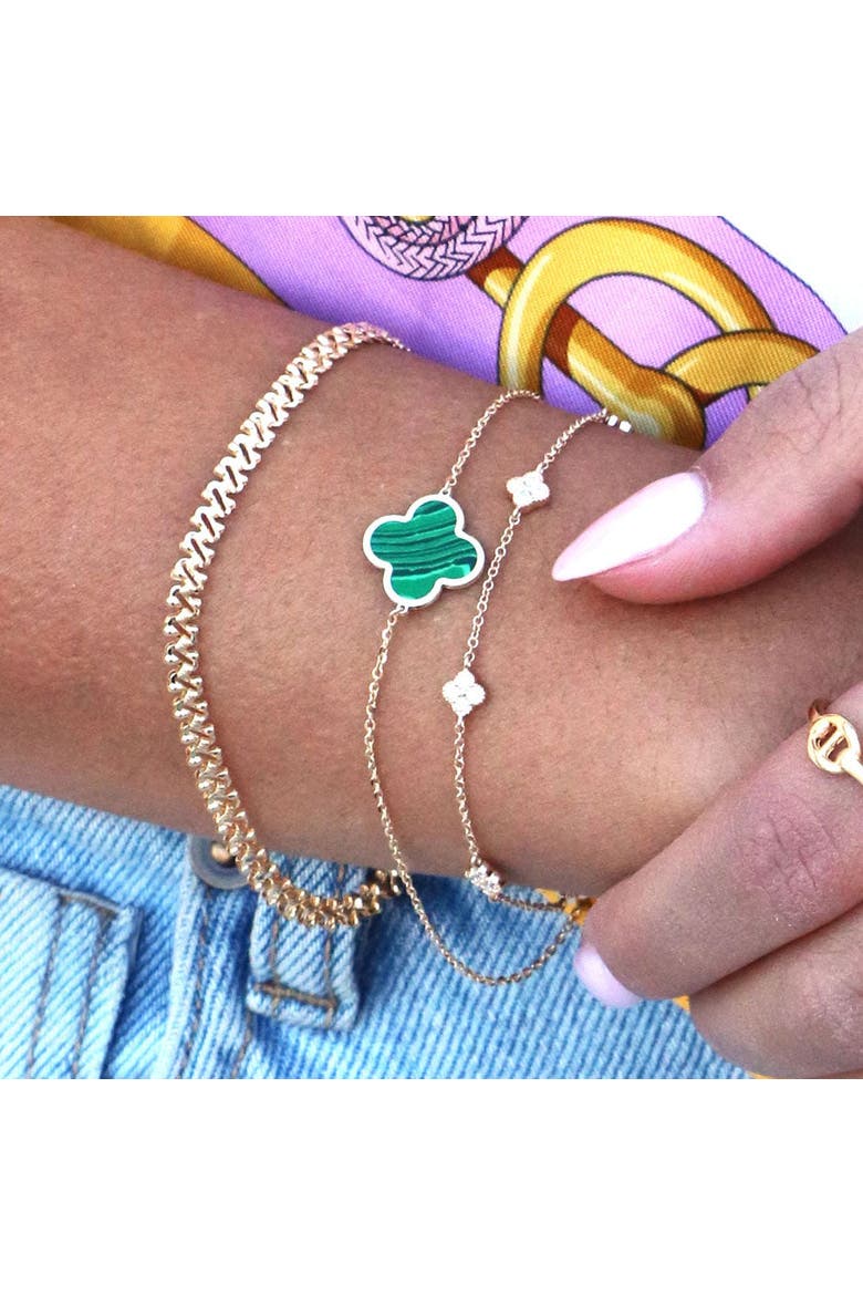 Large Malachite Single Clover Bracelet, Alternate, color, Malachite