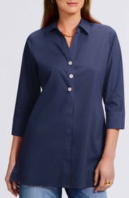 Foxcroft Pamela Stretch Button-Up Tunic