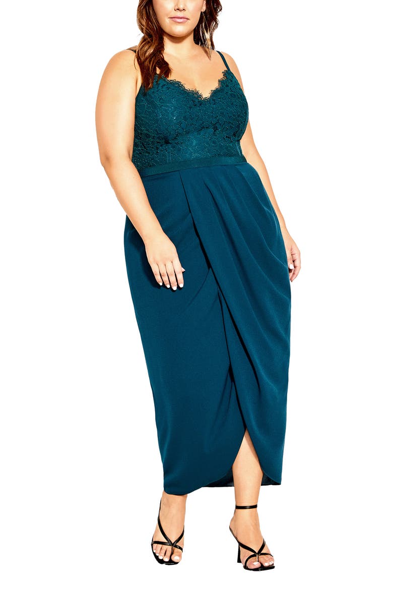 Lace Touch Dress, Main, color, EMERALD