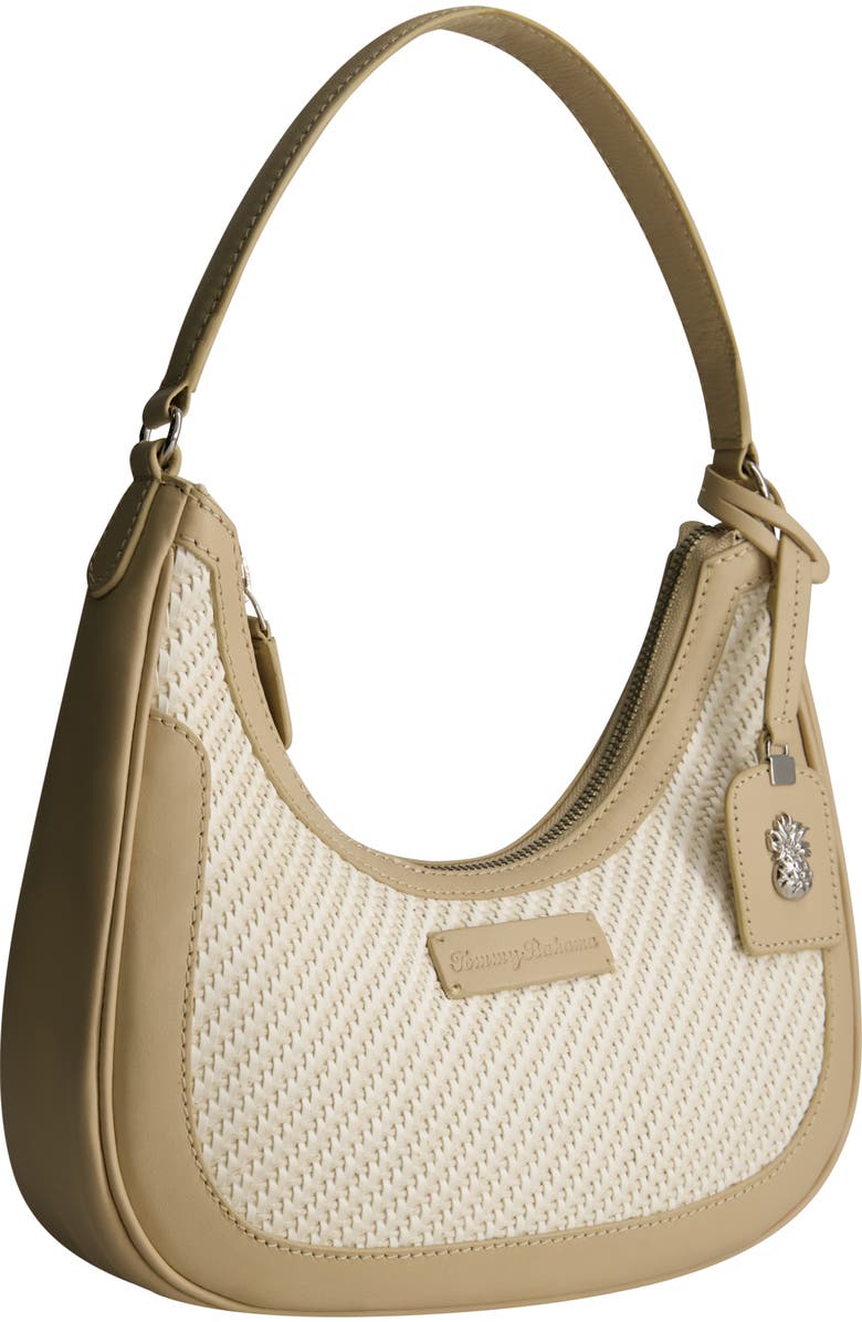Tommy Bahama Soft Woven Zip-Top Hobo, Alternate, color, Tan/White