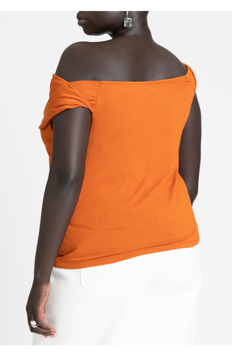 ELOQUII Asym Twist Sleeve Top, Alternate, color, Tofu