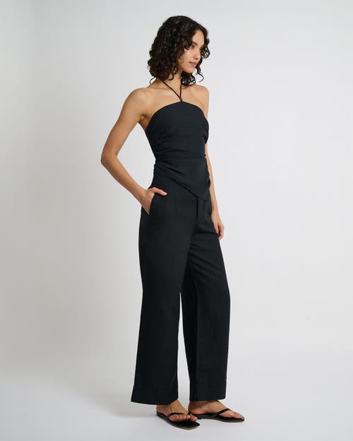 Shop Onia Air Linen Paperbag Trouser In Black