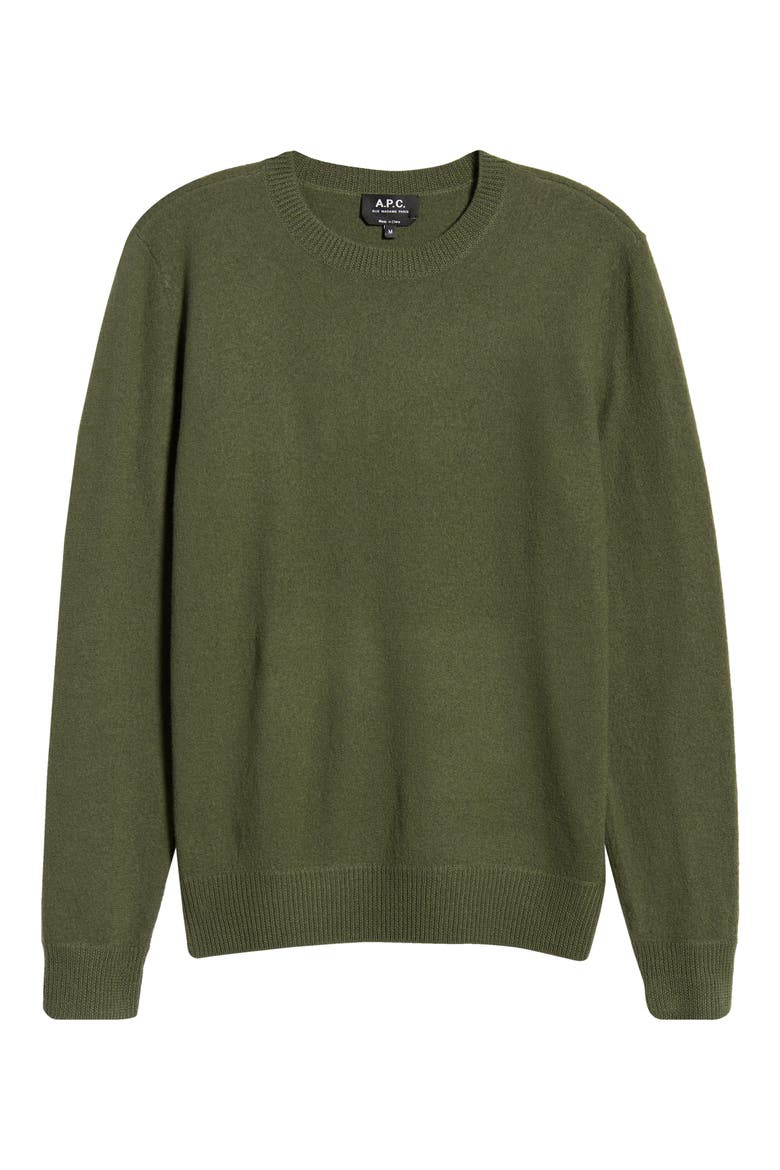 Merino Wool Crewneck Sweater, Alternate, color, JAC KAKI MILITAIRE
