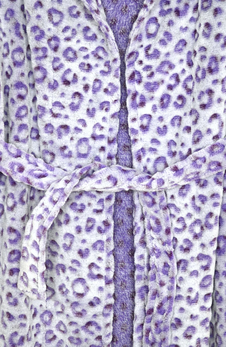 SLEEP ON IT Kids' Leopard Spot Fleece Robe & Slippers Set, Alternate, color, Purple