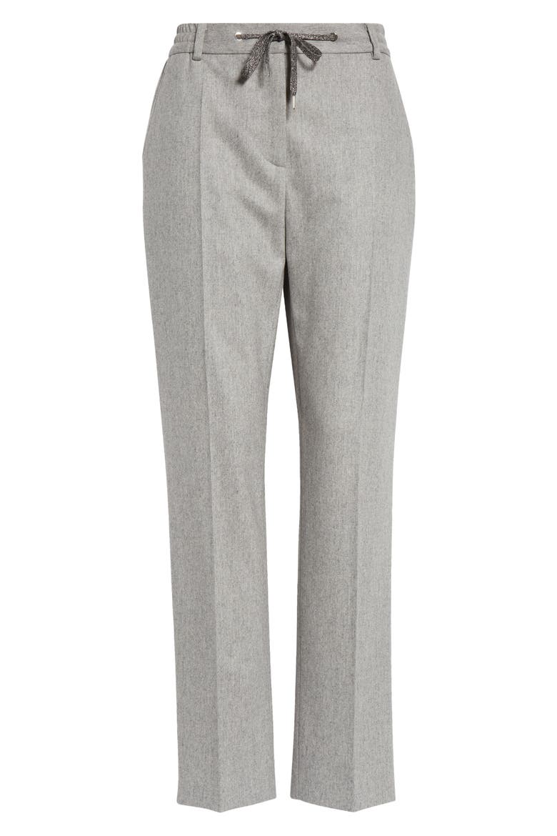Drawstring Stretch Virgin Wool & Cashmere Straight Leg Pants, Alternate, color, GREY