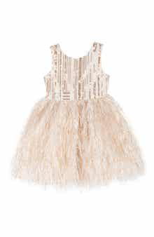 Kids' Rare Editions Sequin & Faux Feather Dress