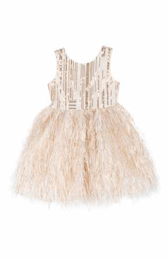 Kids' Rare Editions Sequin & Faux Feather Dress