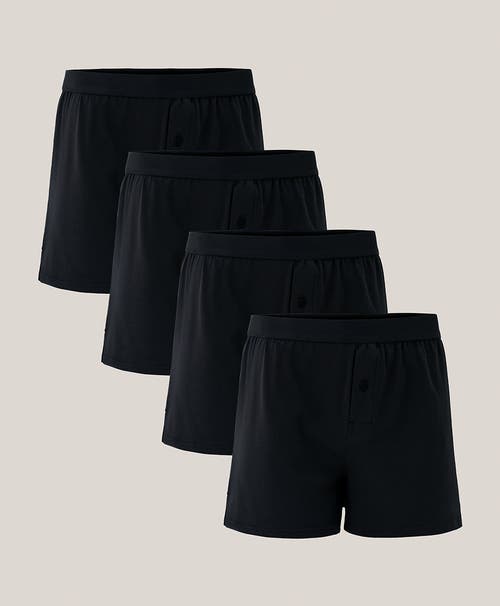 Pact Organic Cotton Everyday Knit Boxer 4-pack In Black
