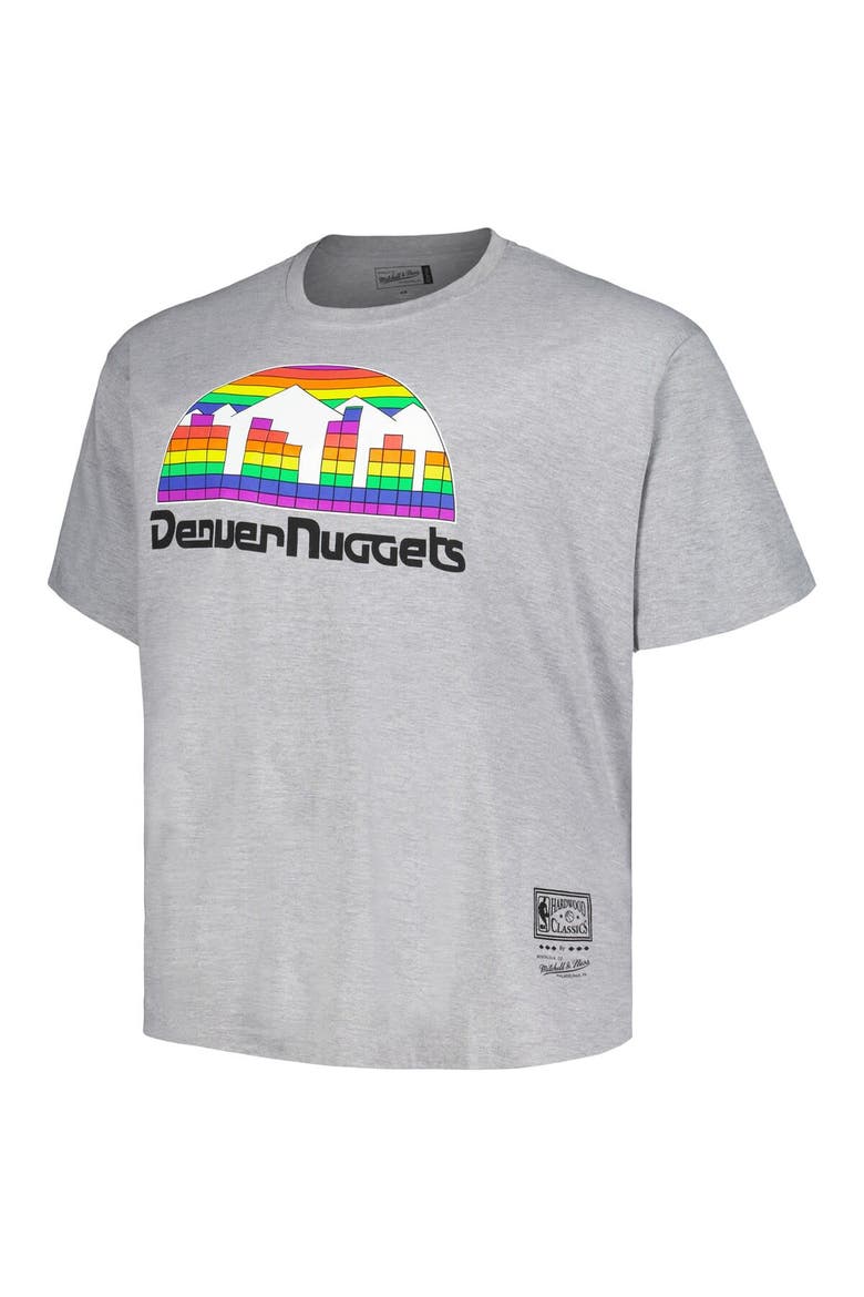 Men's Mitchell & Ness Heather Gray Denver Nuggets Big & Tall Hardwood Classics Vintage Logo T-Shirt, Alternate, color, Heather Gray