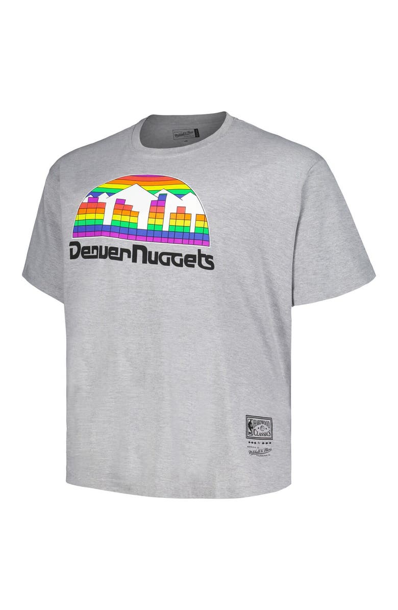 Mitchell & Ness Men's Mitchell & Ness Heather Gray Denver Nuggets Big & Tall Hardwood Classics Vintage Logo T-Shirt, Alternate, color, Heather Gray