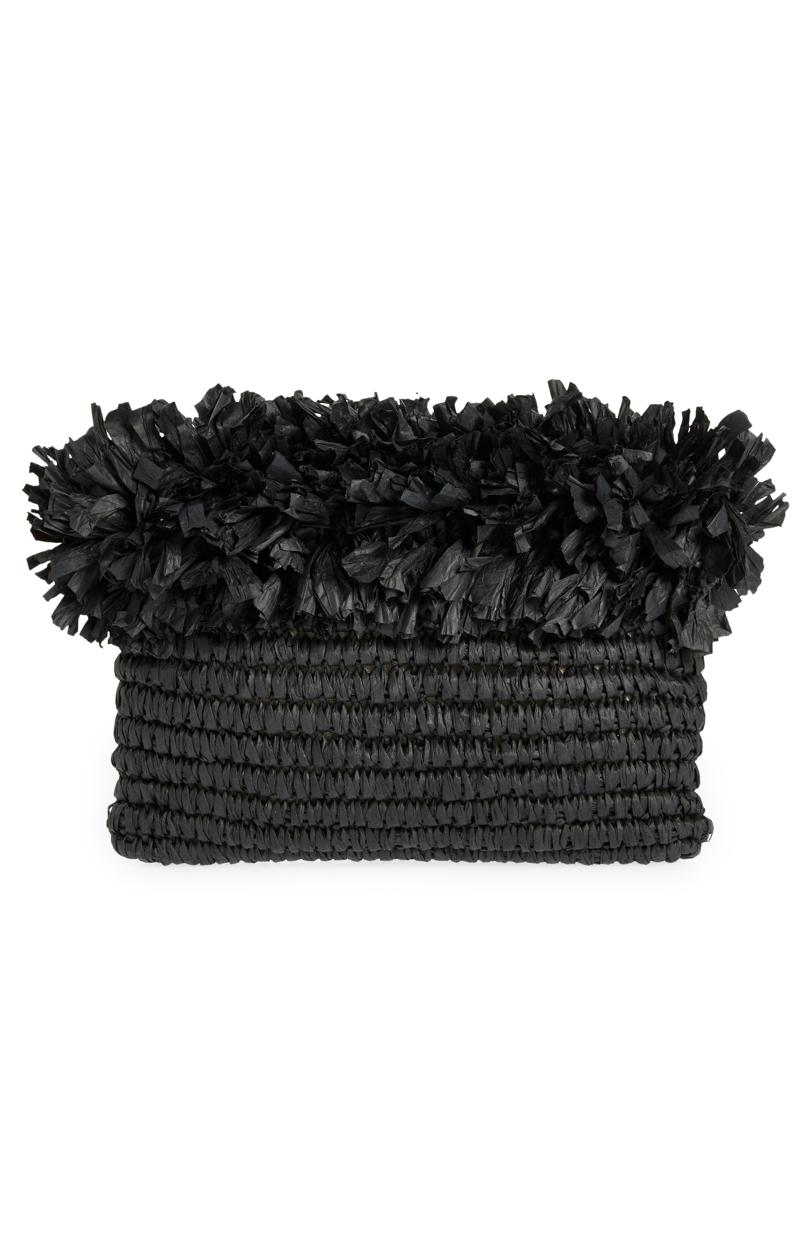 BTB Los Angeles Rose Crochet Straw Clutch, Alternate, color, 