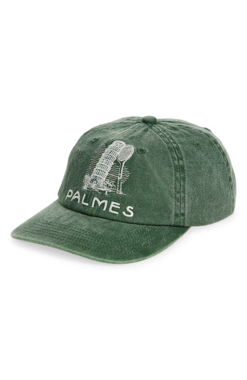Palmes Tower Embroidered Adjustable Twill Baseball Cap In Green