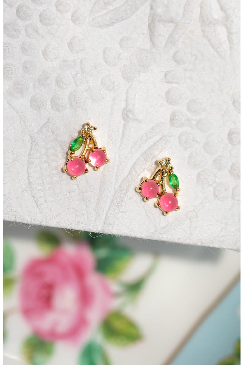 Cherry Stud Earrings, Alternate, color, GOLD