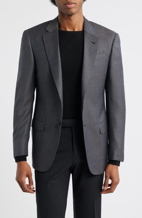Grey Wool Herringbone Sport Coat