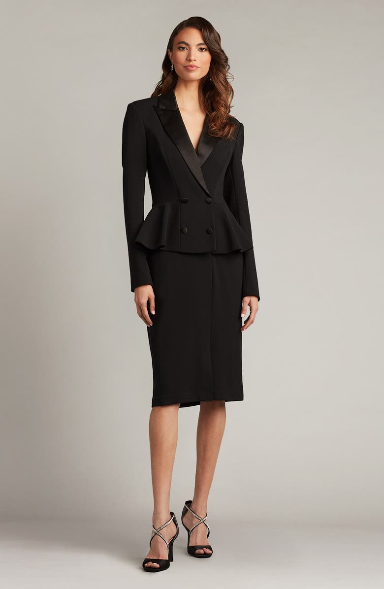 Tadashi Shoji Long Sleeve Tuxedo Dress, Alternate, color, 