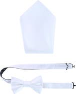 Trafalgar Sutton Solid Color Silk Bowtie and Pocket Square Combo