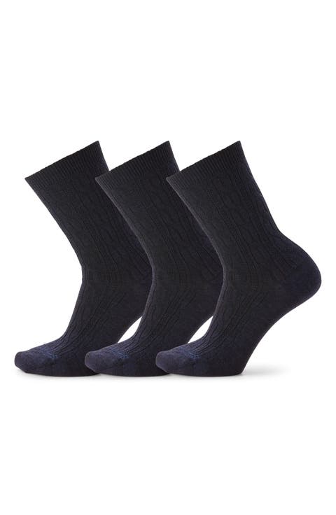 Everyday 3-Pack Wool Blend Cable Crew Socks