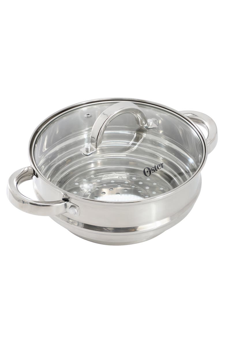 OSTER Sangerfield 8 Inch Universal Stainless Steel Steamer with Lid, Main, color, Metallic Silver