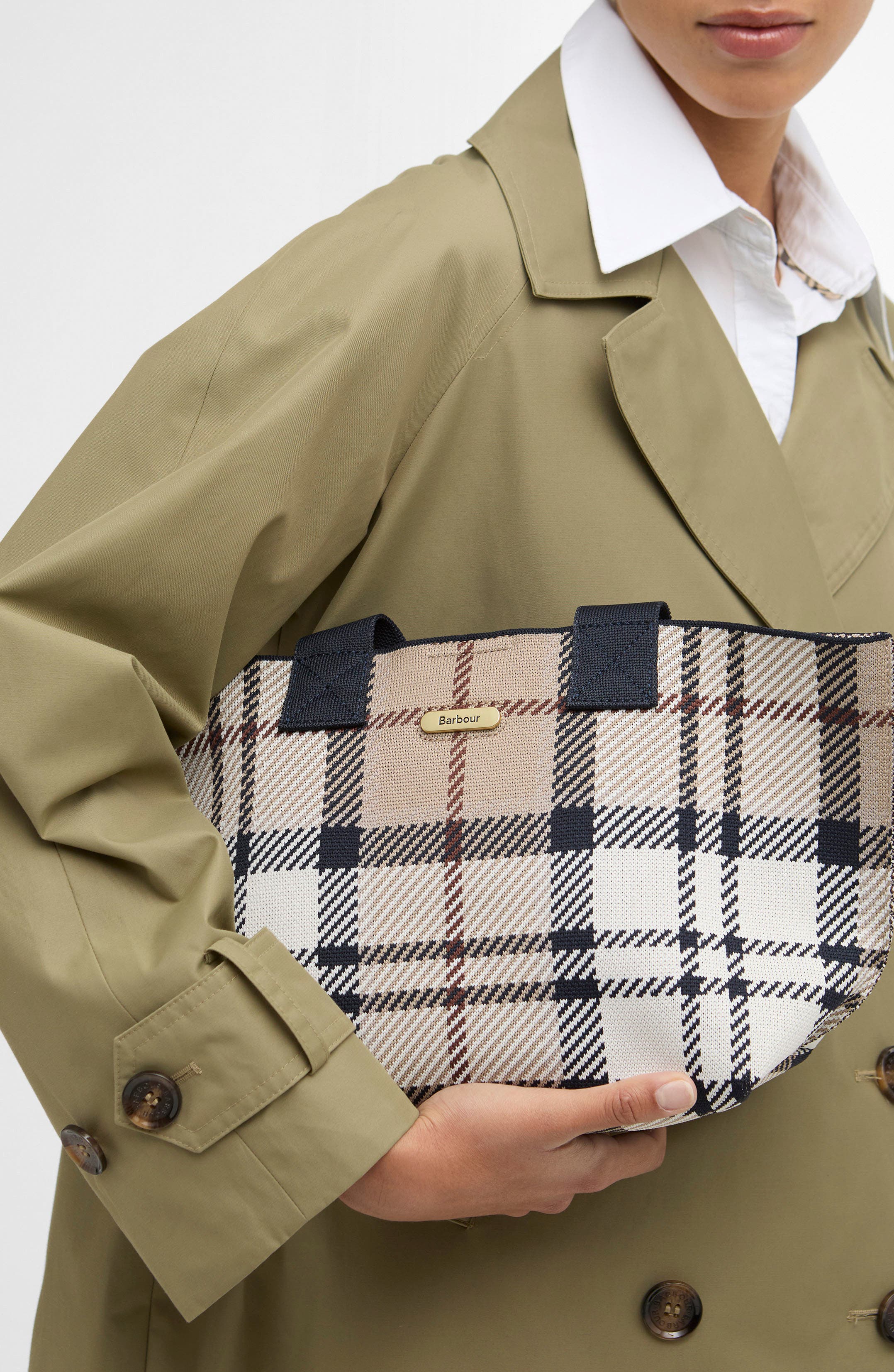 Barbour Layla Tartan Mini Tote Bag, Alternate, color, Rosewood Tartan