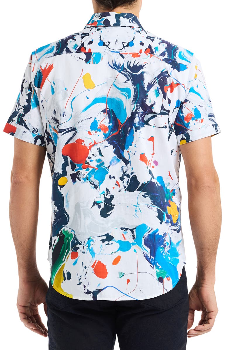 Robert Graham Karson Short Sleeve Button-Up Shirt, Alternate, color, White Multi