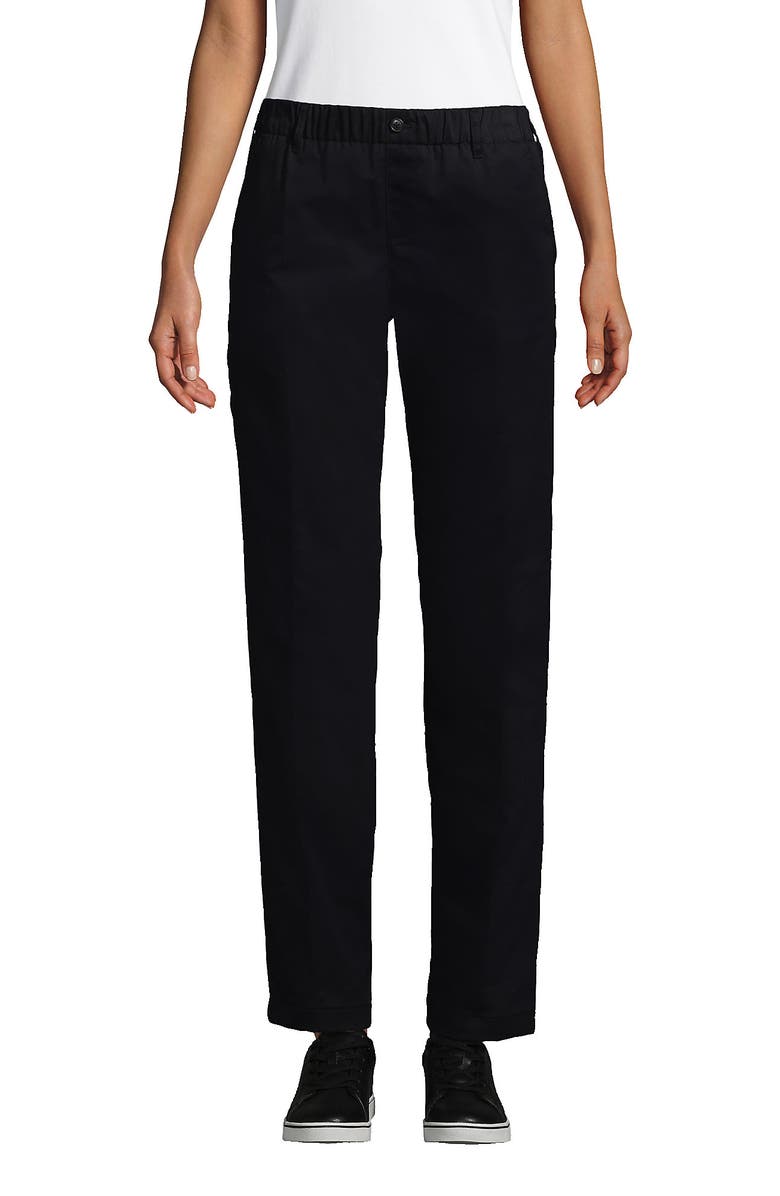 Lands' End School Uniform  Elastic Waist Pull-On Chino Pants, Main, color, Black