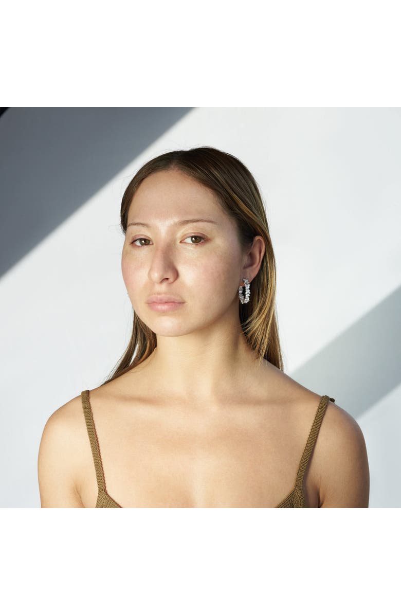 Ora Ana The Clarity Hoop Earrings, Alternate, color, Silver/White Cz