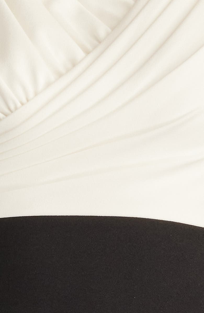 Tadashi Shoji Sleeveless Crepe Midi Sheath Dress, Alternate, color, Ivory/ Black