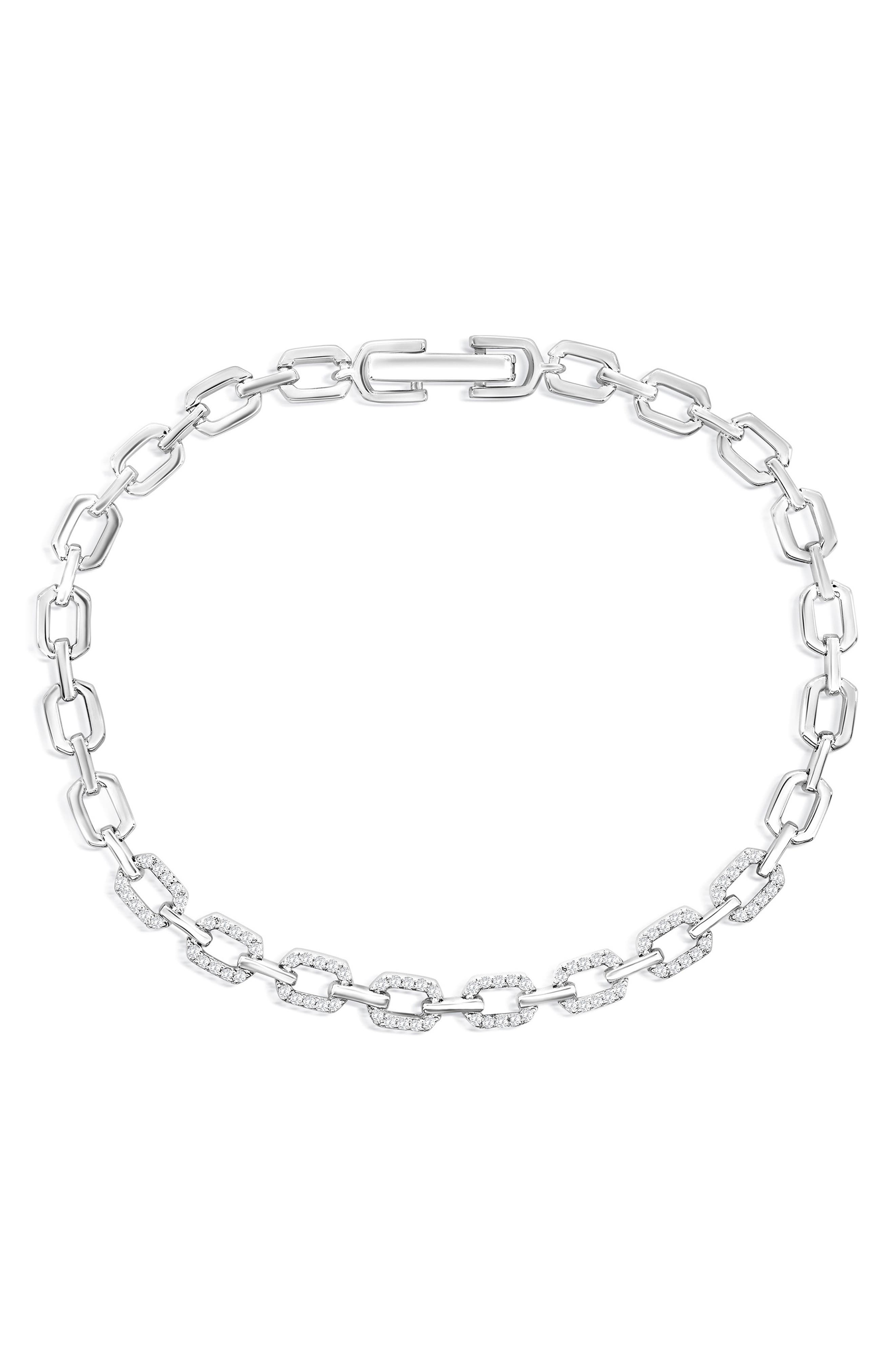 Sterling Silver Cubic Zirconia Link Bracelet