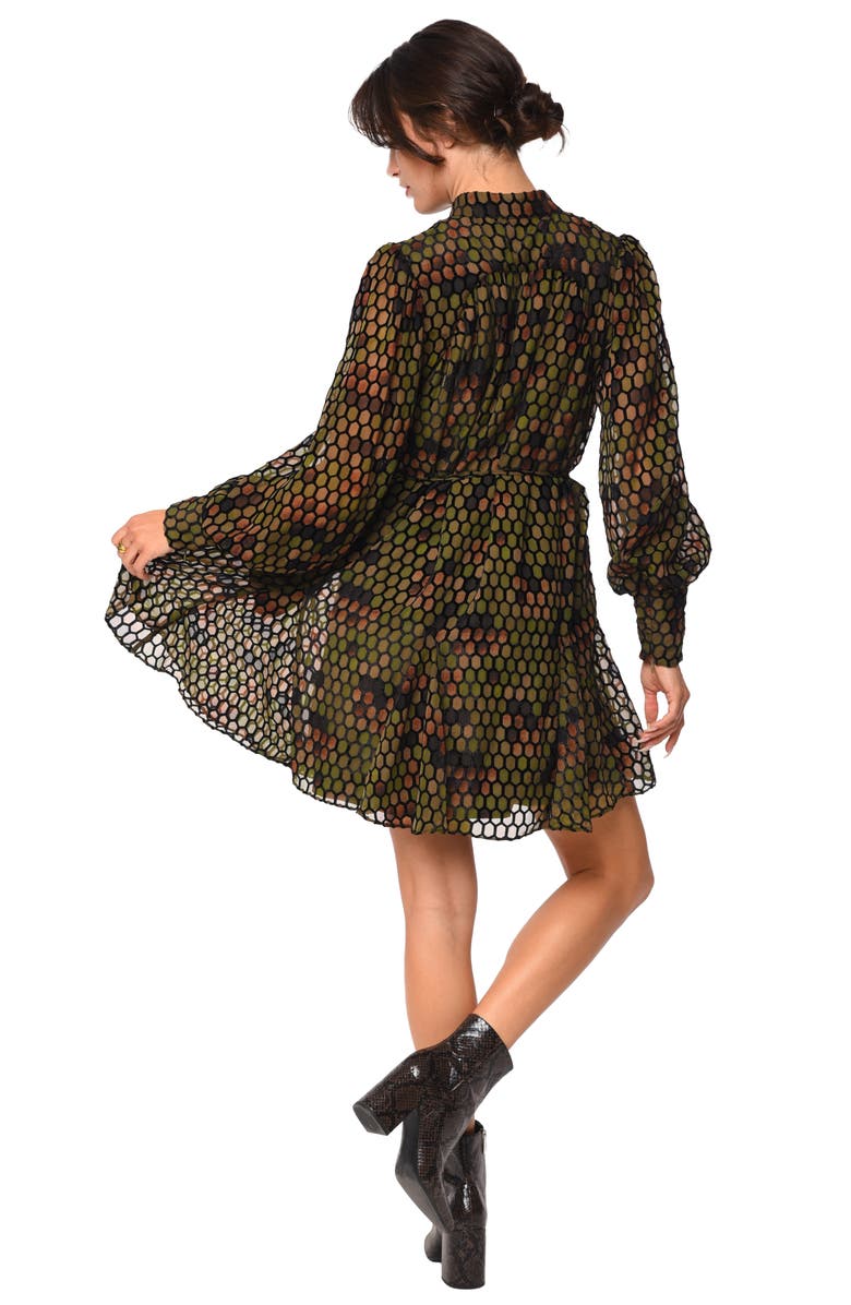 CIEBON Suxie Geo Print Long Sleeve Mini Shirtdress, Alternate, color, 