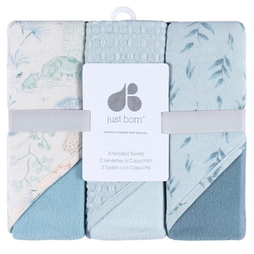 Just Born Hooded Towels Set, One Size In Blue