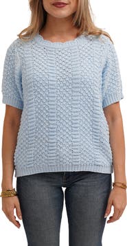 CYRUS Short Sleeve Textured Crewneck Sweater
