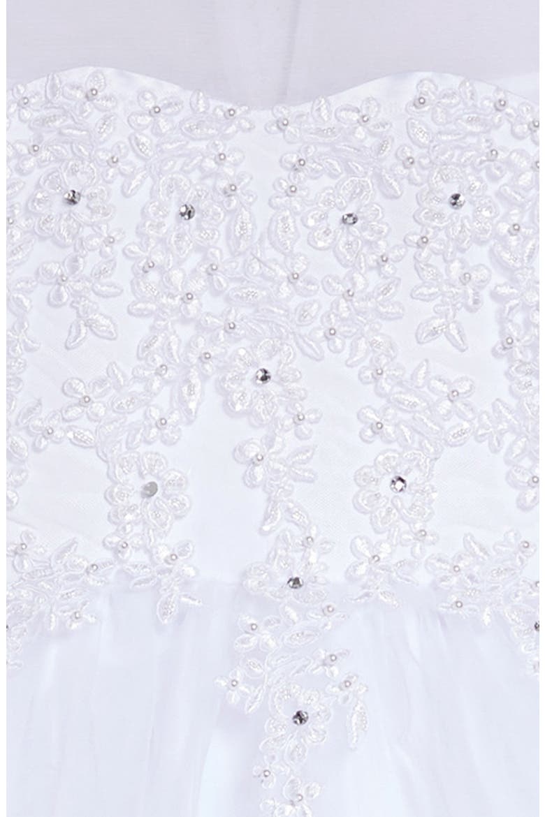 Beaded Cap Sleeve First Communion Dress, Alternate, color, WHITE