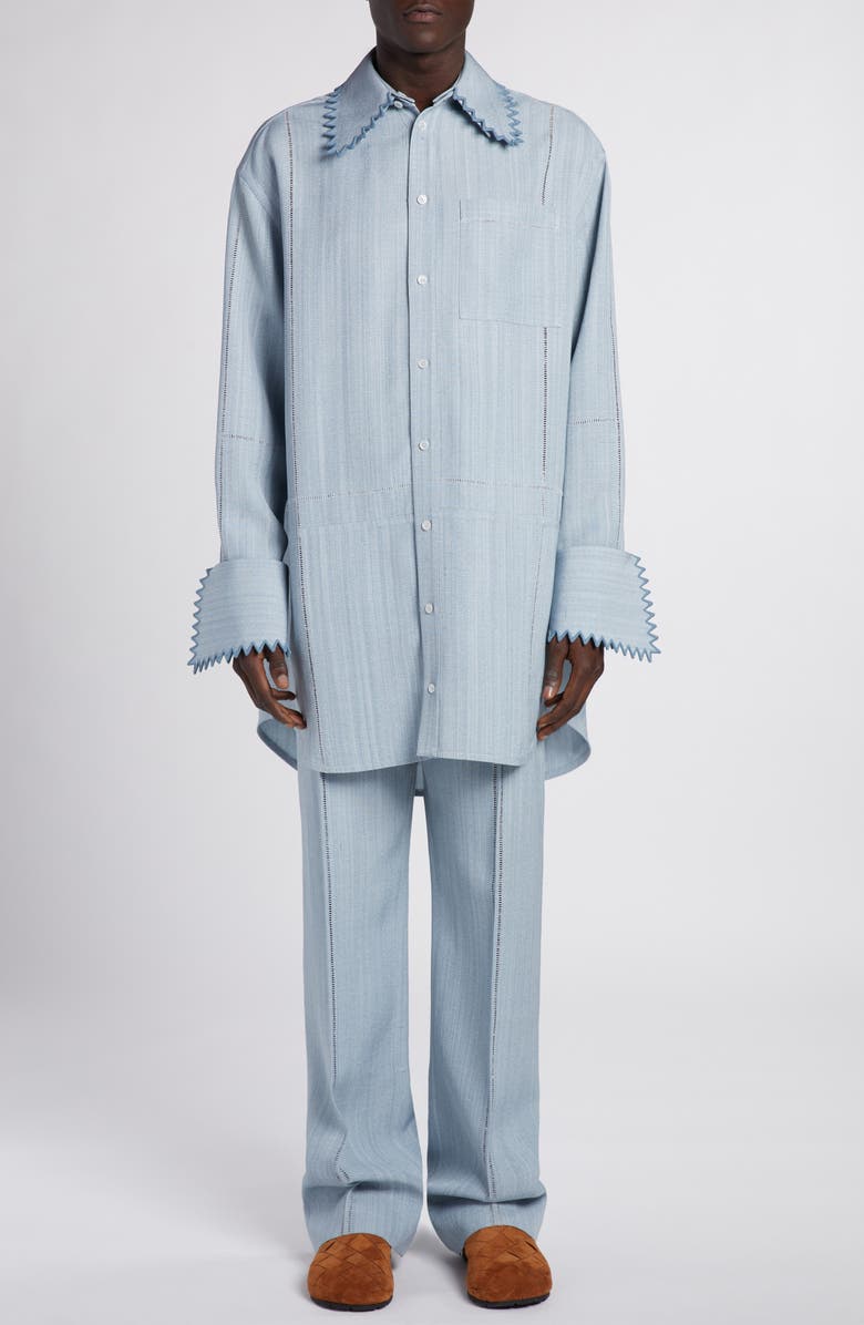 Bottega Veneta Grainy Viscose & Silk Straight Leg Pants, Alternate, color,