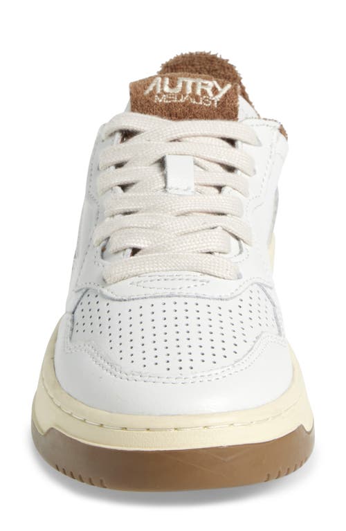 Autry Low Top Sneaker Perforated Detailing In Brown/white